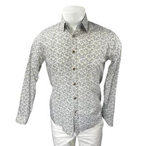 Steel & Jelly Men's White Floral Long Sleeve Button Up Dress Shirt Top Size S